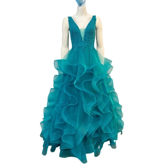 NWT Teal Blue Grad Pageant Dress - Picture 1 of 7